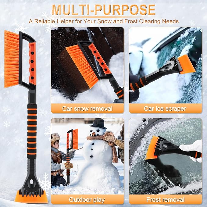 LivTee Ice Scraper and Snow Brush for Car Windshield, 24.75" Removable Snow Removal Tool, Automotive Exterior Accessories and Winter Essentials for Cars, Trucks, and SUVs,Orange - Image 6