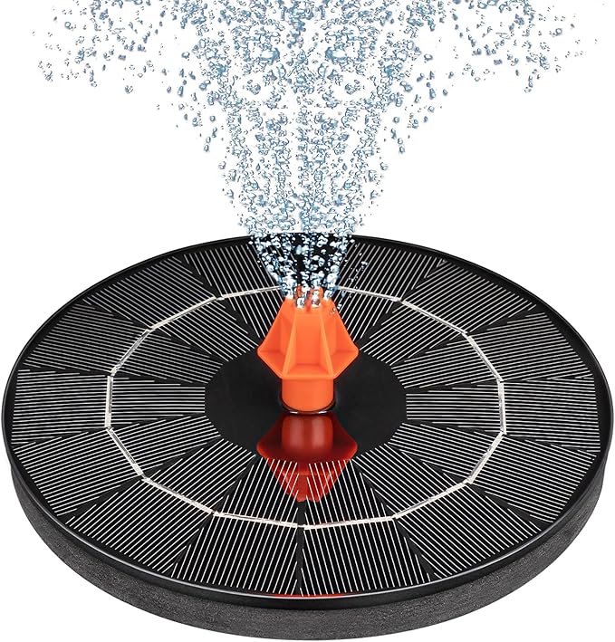 3.5W Solar Fountain, Upgrade Solar Water Fountain Pump Outdoor,Solar Bird Bath Fountains with 4 Fixed Rods & 8 Orange Nozzles for Bird Bath, Garden, Pond, Pool
