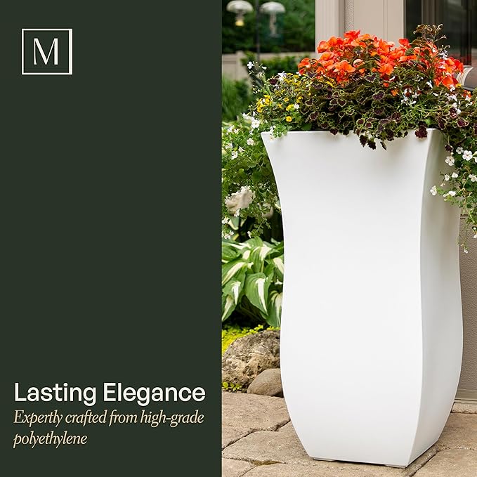 Mayne Valencia 30in Tall Planter - Neptune Blue - 16in x 16in x 30in - with Removable Plug, Polyethylene (5874-NB)
