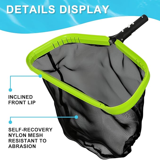 Sepetrel,Pool Net,Professional Swimming Pool Leaf Skimmer Nets for Cleaning with Nylon Deep Bag,Heavy Duty Aluminum Frame & Handle Rake(Pole Not Included) - Image 2