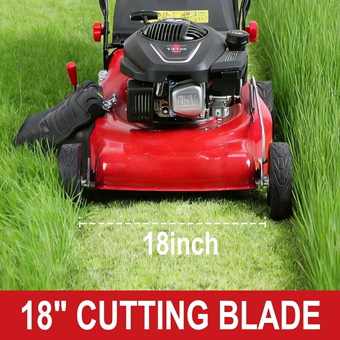 131cc Gas Powered Self Propelled Lawn Mower[Foldable] - Easy to Start, 3 in 1 Multi Functional Gas Push Lawnmower with 50L Grass Tank for Yard Garden, Self-Propelled Rear Wheel System Red - Image 3