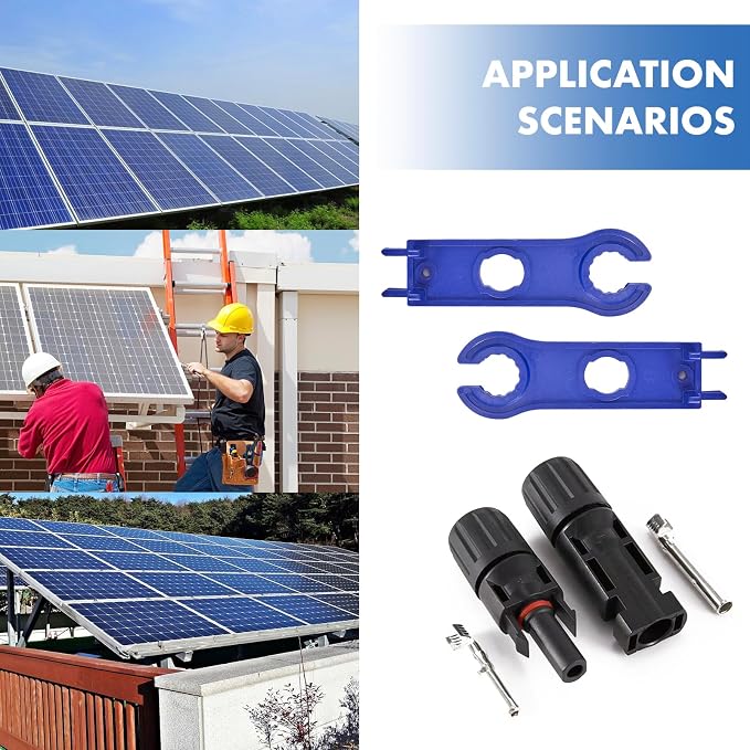 40 PCS Solar Connectors, Male/Female Waterproof IP67, MC4 1000V 30A, (20Pairs) Solar Panel Cable Connectors with 2 Spanners(10AWG) - Image 7
