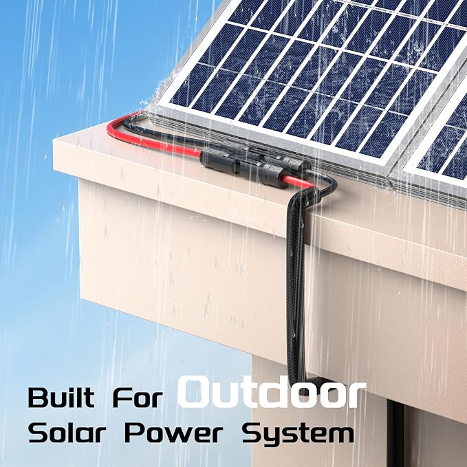 Bateria Power 1 Pair 50FT Solar Cables, 10 Gauge Solar Extension Cable with IP68 Female & Male Waterproof Connectors and Dust Caps for RV, Photovoltaic Systems - Image 5