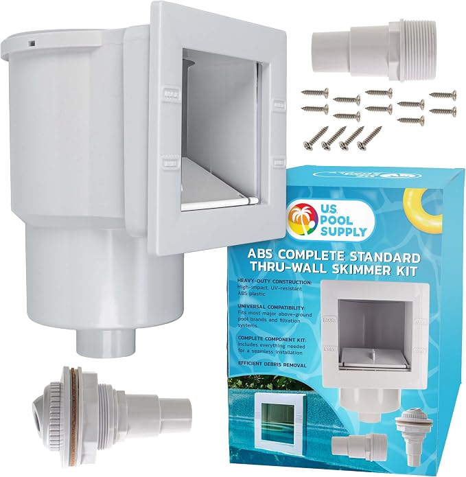 U.S. Pool Supply Standard Thru-Wall Above Ground Pool Skimmer Kit - ABS Construction, Complete Universal Set, Return Fitting, Vacuum Plate, Leaf Basket - Replacement Compatible with SP1091LX Skimmer by USPoolSupply