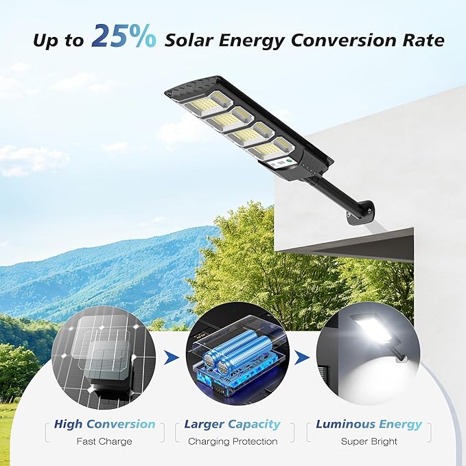 Solar Lights Outdoor, Wide Angle Solar Street Light, 6500K Solar Flood Lights with Outdoor Motion Sensor,IP66 Waterproof, Solar Security Lights for Courtyards, Gardens, Yard 2Pack