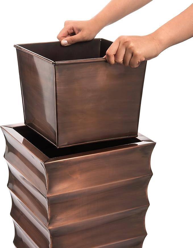 H Potter Tall Copper Planter 29 Inch – Indoor Outdoor Entryway Pot for Small Spaces, Antique Copper Finish, Decorative Patio Porch Floor Planter