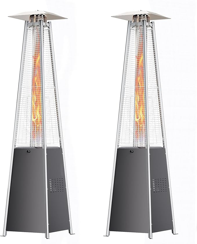 Pyramid Patio Heater, 48000 BTU Fast Heating Outdoor Heater for Large Spaces with Wheels & Weatherproof Cover, Triple Protection System for Restaurant Patios, Rooftop Bar, Event Spaces