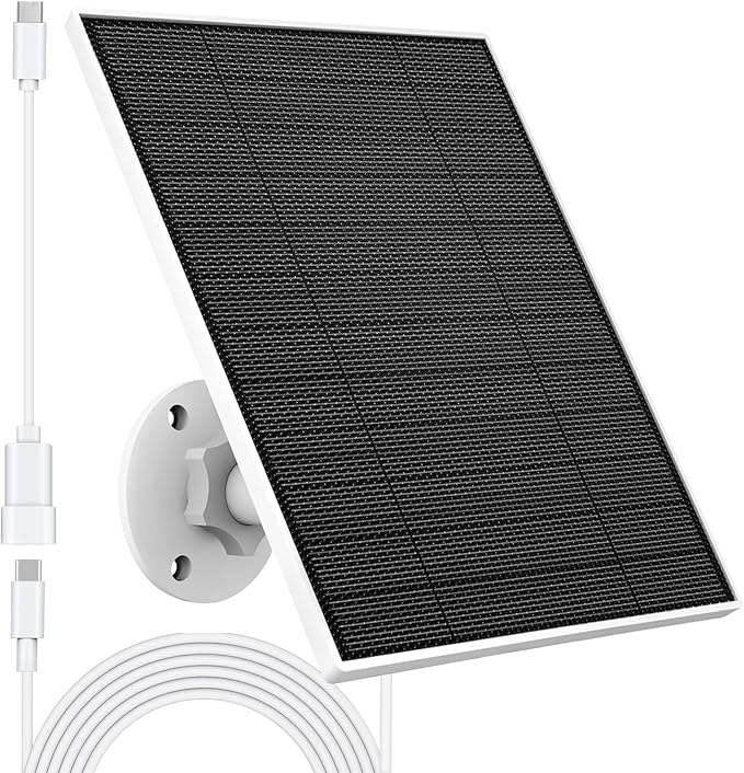 Solar Panel for Eufy Outdoor Camera, 5W Solar Panel Charger Compatible with Eufycam, Continuous Power Supply, 9.8ft Charging Cable, IP65 Waterproof, Adjustable Wall Mount, 1 Pack by YCTechCam