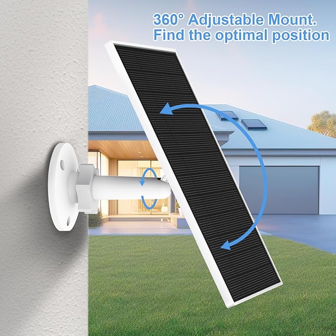 Solar Panel for Eufy Outdoor Camera, 5W Solar Panel Charger Compatible with Eufycam, Continuous Power Supply, 9.8ft Charging Cable, IP65 Waterproof, Adjustable Wall Mount, 1 Pack - Image 4