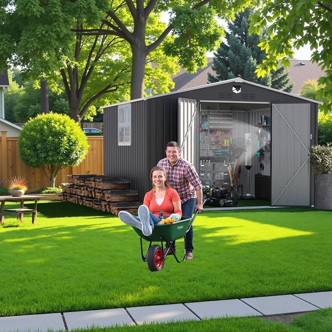 Metal Storage Shed 10x8 FT with Window,Outdoor Storage Building,Large Backyard Sheds,Waterproof Outside Storage Sheds - Image 7