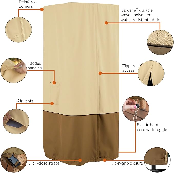 Classic Accessories Veranda Water-Resistant 32 Inch Square Stand-Up Patio Heater With Table Cover, Outdoor Heater Cover