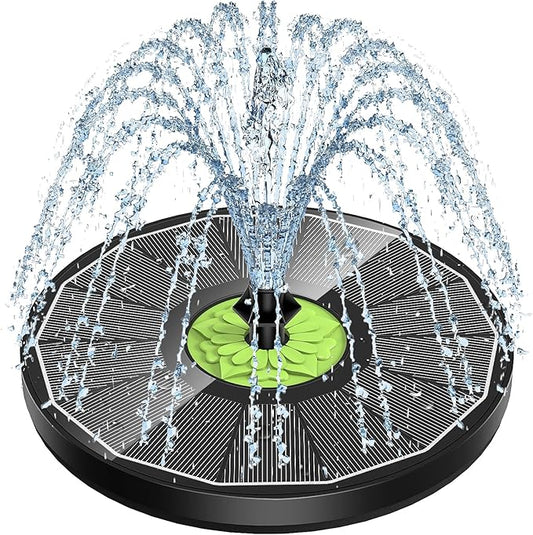 SZMP Upgraded 3.5W Full Glass Panel Solar Fountain for Bird Bath, Floating No-Installation Solar Powered Water Fountain Pump with 7 Nozzles, for Garden, Pond Decor (Black)