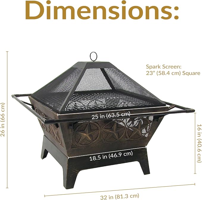 Sunnydaze Northern Galaxy 32-Inch Outdoor Fire Pit with Grill Grate, Spark Screen, and Poker - Heavy-Duty Wood-Burning Fire Pit for Outside - Image 6