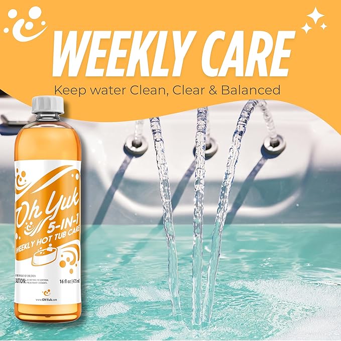 Oh Yuk Hot Tub Cleaner + 5 in 1 Weekly Hot Tub Care Combo, Hot Tub Chemicals, Hot Tub Jet Cleaner, Spa Chemicals for Hot Tub, Water Clarifier, Conditioner and Spa Treatment - Image 3