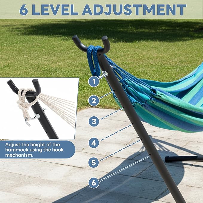 DUMOS Hammock Stand Only, Heavy Duty Hammock Stands for Double 2 Person, Portable Steel Stand for Outside Garden Backyard Patio Pool Beach with Carrying Case - Image 3