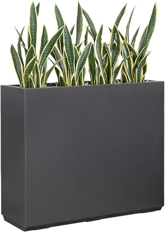 Wallowa Metallic Heavy Planter for Outdoor Plants, 38Lx10Wx30H Inches Tall and Long Metal Divider Planter Box for Outside & Indoor, No Assembly Required (Gray)