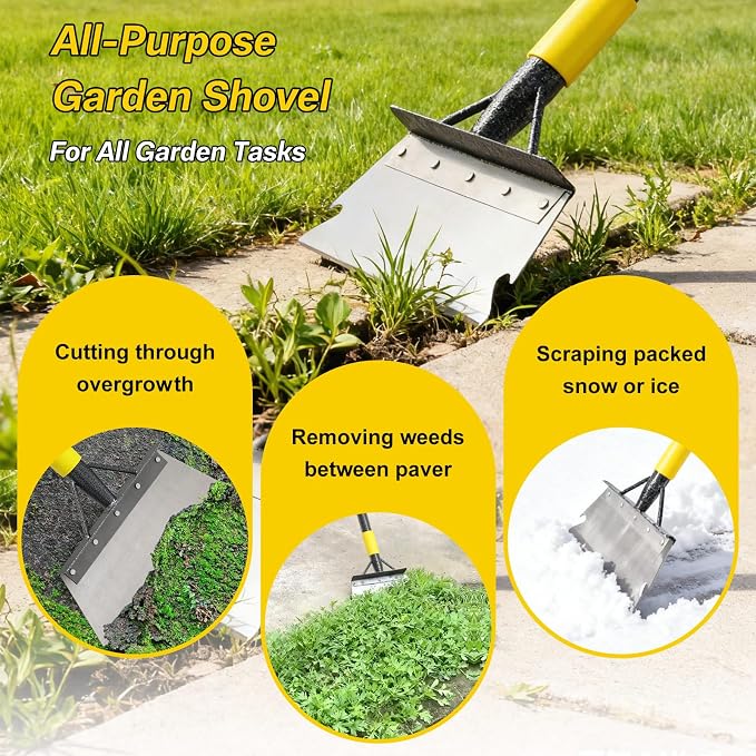 Garden Flat Shovel,74” Ice Scraper,Snow Shovel for Driveway, Stainless Steel Multifunctional Cleaning Shovels Chopper Floor Scraper for Outdoor Walkway Car Snow Ice Weeds Moss Removal - Image 5