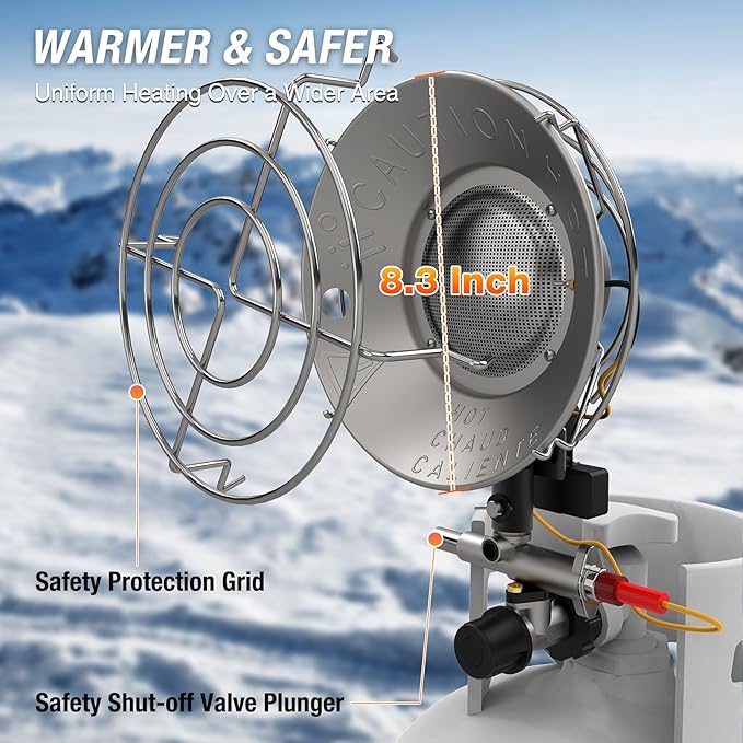 Tank Top Propane Heater, 15000 BTU Protable Gas Heater with Cordless Radiant for Outdoor Use, Tip-Over Protection, Safety Shut-off Valve and 3 Settings for Patio, Camping, Garage