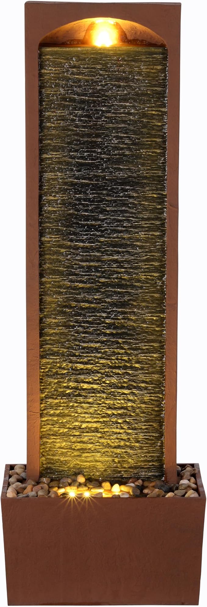 Teamson Home Outdoor 38.5” Textured Waterfall Fountain Yard Décor Red Rock