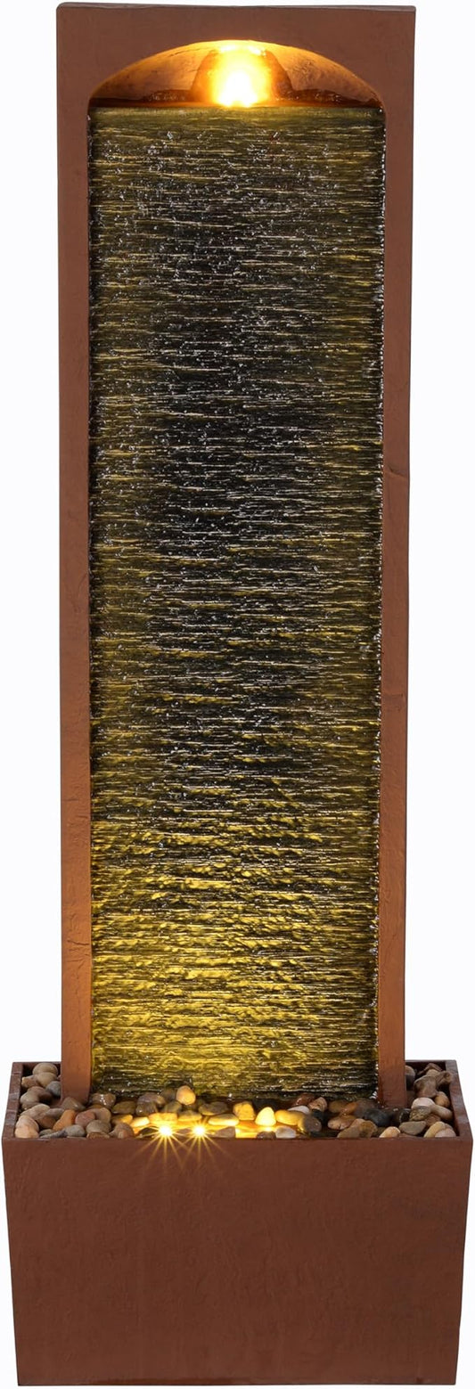 Teamson Home Outdoor 38.5” Textured Waterfall Fountain Yard Décor Red Rock