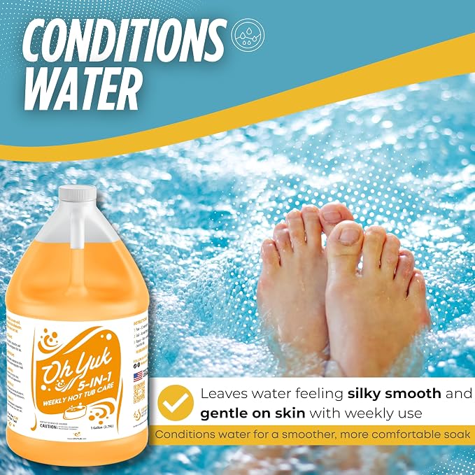 Oh Yuk 5-in-1 Hot Tub Chemicals Weekly Care– Hot tub Clarifier, Spa Cleaner, Water Conditioner – Helps Control Water Balance & Combat Buildup – Spa Care Chemicals for All Types of Hot tubs - 1 Gallon - Image 6