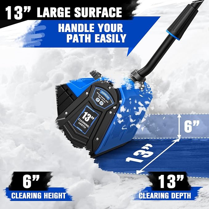 40V Cordless Snow Shovel, 13 Inch 4.0Ah Electric Snow Shovel with Directional Plate, Brushless Cordless Snow Blower for Pathway, Patio, Deck, Driveway, Blue - Image 2