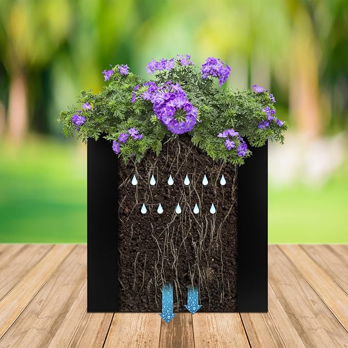 24"x24"x25" Square Steel Planter Box, Heavy Duty Galvanized Metal Planter with Drainage Hole, Rust-Resistant Indoor & Outdoor Planter for Patio, Balcony, Garden