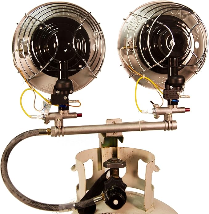 Comfort Gear Double Tank Top Portable Propane Radiant Heater, 30,000 BTUs, Instant Infrared Heat, for Jobsite/Garage/Workspace, Up to 48 Hrs on 20 lb Tank, Outdoor Use Only