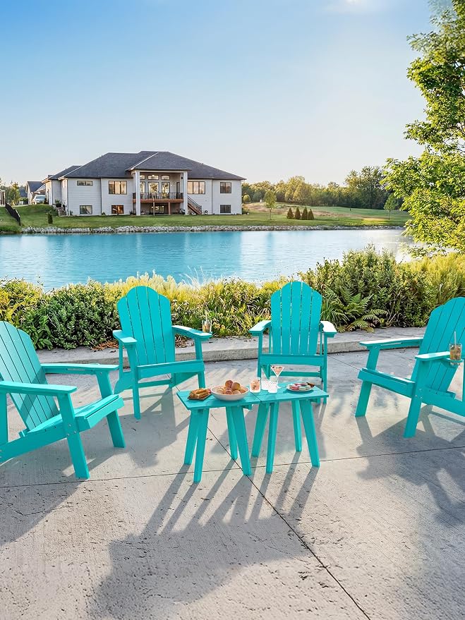 Outdoor Side Table, HDPE Weather Resistant Small Patio Table for Porch and Balcony, 200 LBS Capacity Heavy Duty Small Outdoor Table for Backyard and Pool, Easy Maintenance, Aruba Blue - Image 8