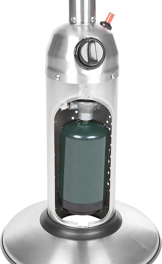 Fire Sense 60262 Portable Patio Heater Outdoor Tabletop Lightweight Propane 10,000 BTU Auto-Shutoff Valve CSA Approved - Stainless Steel