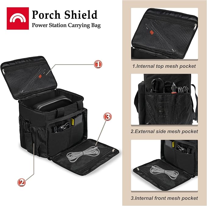 Porch Shield Portable Power Station Carrying Storage Bag for Jackery Solar Generator Explorer 500 - Image 3