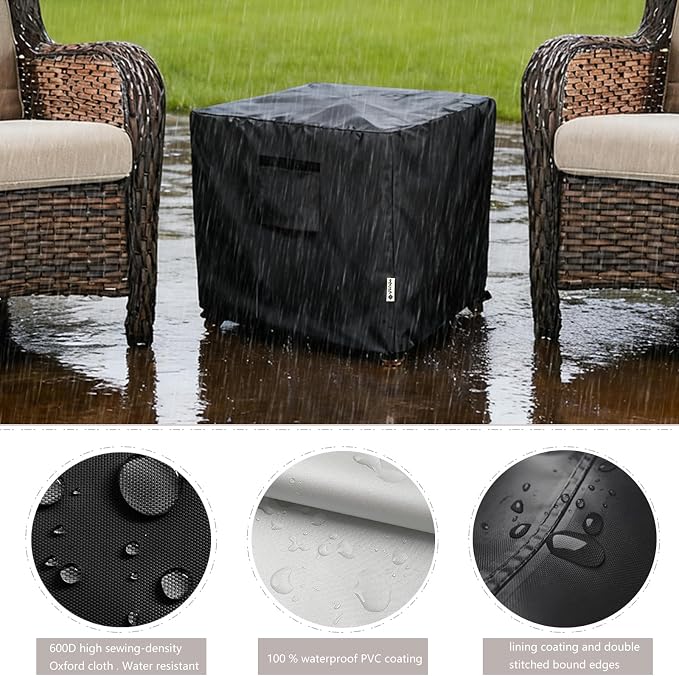 Patio Wicker Side Table Cover,22W x 22D x 18H inch,Waterproof Square Patio Small Side Table Cover,Suitable for 3-Piece Outdoor Wicker Patio Bistro Set Side Table - Image 5
