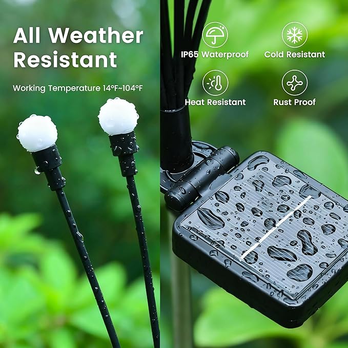 Solar Garden Lights Swaying, 20 LED Firefly Lights Outdoor Waterproof, Garden Decor Solar Lights Outdoor for Yard Porch Patio (2 Pack Multi-Colored)