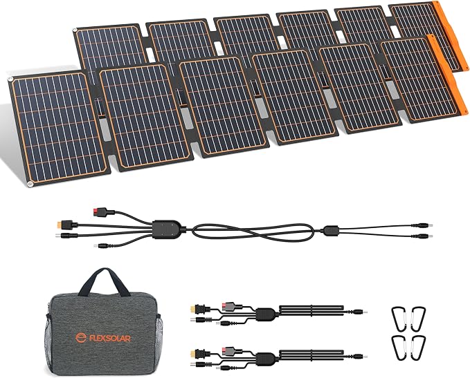 FlexSolar 2PCS 60W Portable Solar Panels Chargers with PD3.0 USB-C,QC3.0 USB-A and DC Outputs Foldable IP67 Waterproof Power Emergency Camping for Small Power Station Generator,Phones, Power Banks by FlexSolar