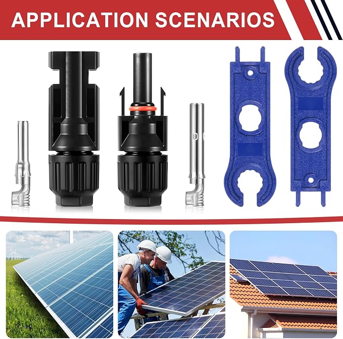 32 PCS Solar Panel Connectors MC4, 16 Pairs Male/Female + 2 Wrenches IP67 Waterproof 1000V/30A Solar Connectors???for Solar Power Systems (10AWG) - Image 7