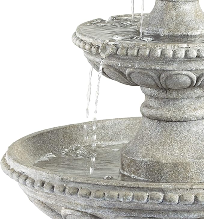 Pineapple 44" High Large Italian Outdoor Decor Old Faux Stone Floor Fountain Waterfall 3-Tier Standing Bowl Cascading Tall Water Feature for Outside Garden Patio Yard Backyard Porch - John Timberland