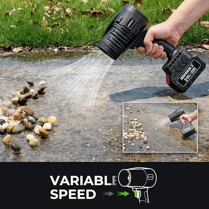 NovorikX 20V Cordless Mini Turbo Leaf Blower, 30000RPM Handheld Snow Blower with 2 X 3.0Ah Batteries & Charger, Ultra-Light, 55m/s for Car/Lawn/Garage Cleaning and Snow Removal - Image 7