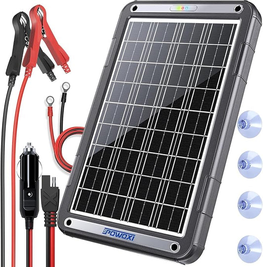 POWOXI 12V Solar Car Battery Charger: 15W Solar Trickle Charger Maintainer with MPPT Controller for Car - RV Boat Marine Motorcycle - Solar Panel Kit for Automotive Trailer Truck Snowmobile Tractor by POWOXI