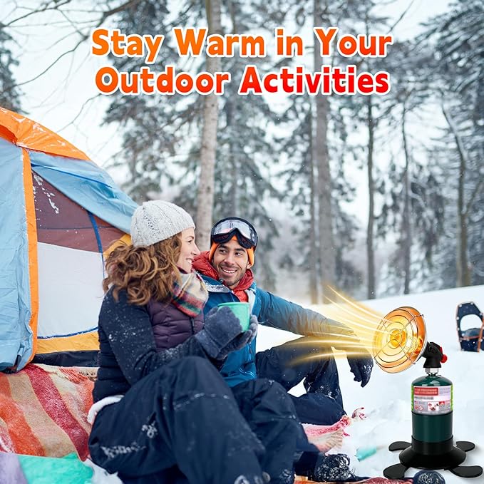 Portable Propane Heater for Camping, Outdoor Small Space Patio Heater, Cordless Gas Heaters with Foldable Tank Holder, Fast Radiant Heaters for Camping Tent, Winter Hiking, Ice Fishing & Hunting