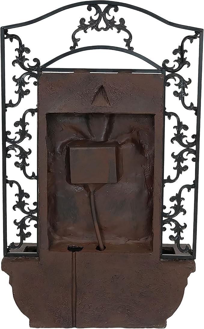 Sunnydaze 33" Outdoor Wall Water Fountain with Pump - Iron - French Lily - Electric