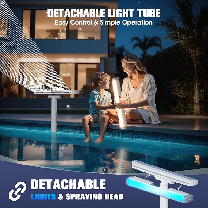 Upgraded Pool Fountain with Remote, Adjustable Waterfall Pool Sprinkler Fountains with Lights, Spray Water Fountains for Above Ground and Inground Pool for Cooling-Purple