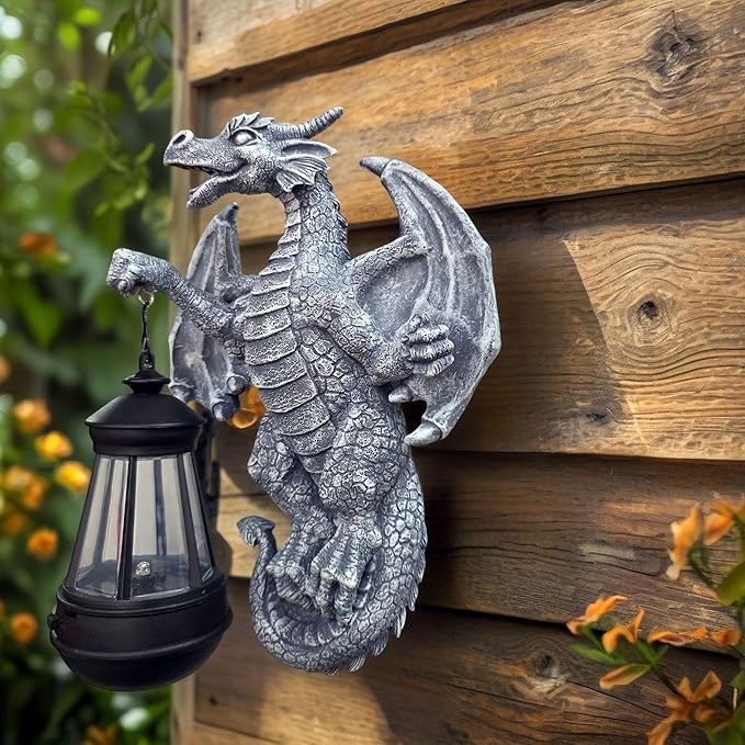 Dragon Tree Hugger Garden Decor Solar Dragon Lamp Lantern Statues Lawn Ornaments for Outside Patio Balcony Yard Unique Housewarming Gifts