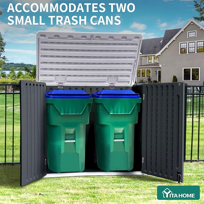 YITAHOME Outdoor Horizontal Storage Sheds w/o Shelf, Weatherproof Resin Tool Shed, Multi-Opening Door for Storage of Bike, Trash Cans, Garden Tools, 35 cu ft, Waterproof, Lockable, Dark Gray - Image 6