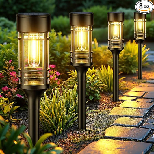 LETMY Solar Pathway Lights Outdoor, 8 Pack Solar Lights Outdoor Waterproof IP65, Bright Solar Garden Lights Outdoor, Auto On/Off Outdoor Solar Lights for Yard Walkway Driveway Landscape Garden Decor