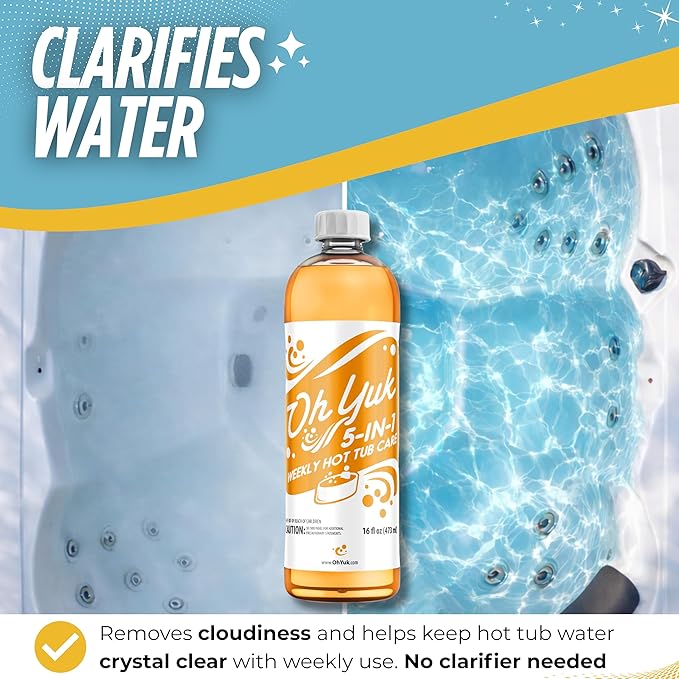 Oh Yuk 5-in-1 Weekly Hot Tub Chemicals – Hot tub Clarifier, Cleaner, Conditioner – Helps Control Water Balance & Combat Buildup – Spa Care Chemicals for All Types Including Inflatable & Portable - Image 5