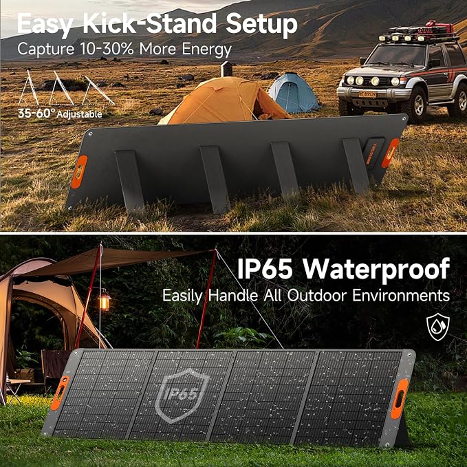 400W Portable Solar Panel for Power Station, 24% High Efficiency Lightweight ETFE Foldable Solar Panel Charger, MC4 Output, IP65 Waterproof, for Outdoor Camping, RV, Emergency Power Supply - Image 3