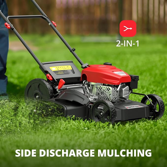 AMERISUN 21" Gas Lawn Mower, 144cc Engine, 2-in-1 Mulching & Side Discharge, 6-Position Height Adjustment, Foldable Handles for Lawn, Yard, and Garden Maintenance - Image 5