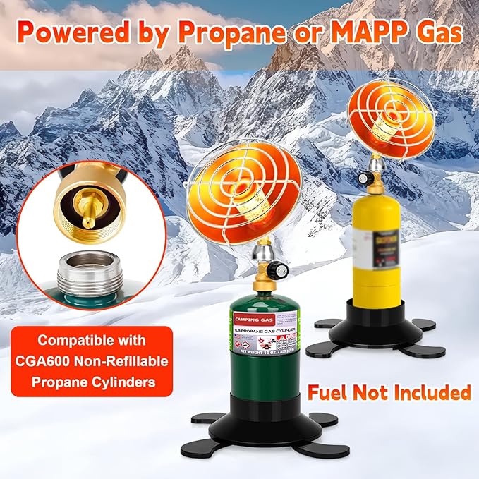 Portable Propane Heater for Camping, Outdoor Space Patio Heater, Powerful Output Compact Radiant Gas Heaters with Foldable Tank Holder for Winter Tent Hunting Ice Fishing Hiking Backyard Garage