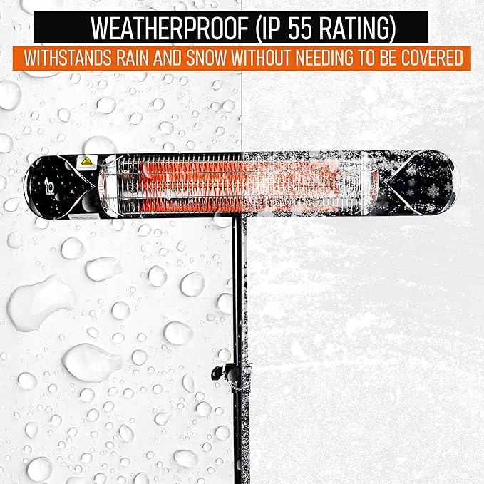 Wave 1500W Carbon Infrared Heater - Wall-Mounted & Freestanding with Remote - Quiet & Weatherproof for Indoor/Outdoor Use - Experience Next-Level, Efficient Heating