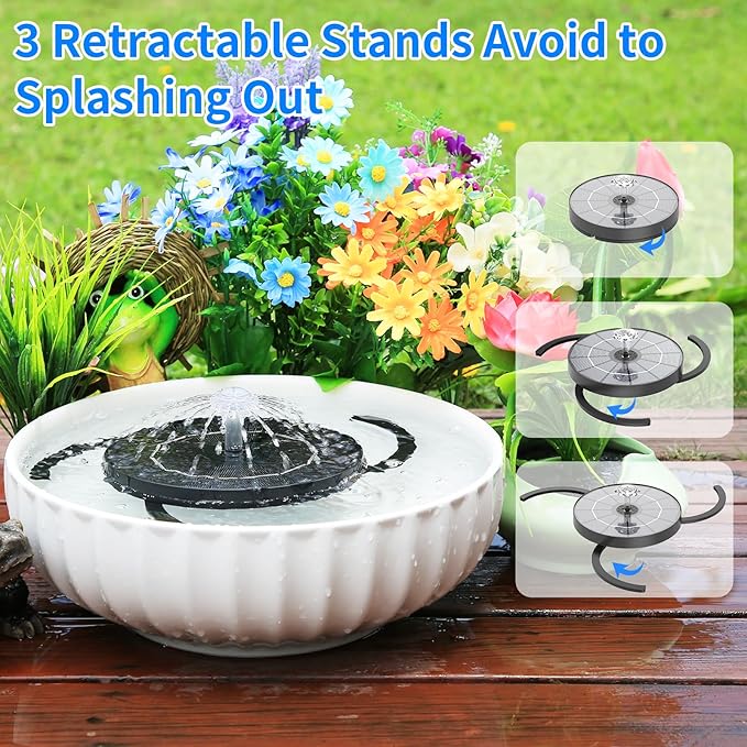 AISITIN 3.5W Solar Fountain for Bird Bath Upgraded 2026, Solar Water Fountain Kit with 3 Fixed Bracket & Multiple Nozzles & Storage Interface for Bird Bath, Garden, Courtyard, Pond, Pool and Outdoor